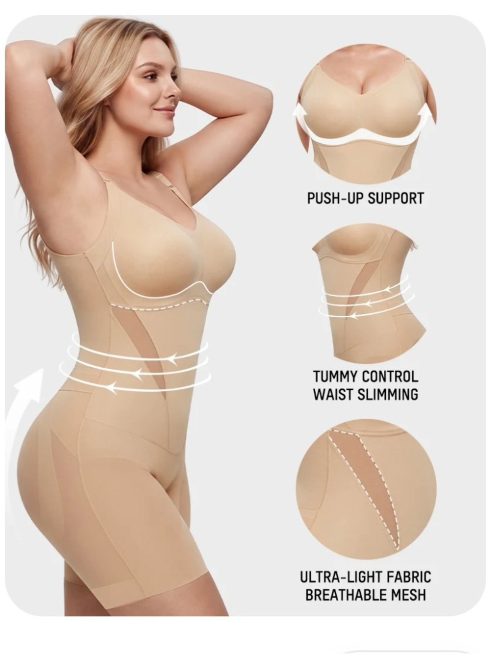 SheCurve Cooling Seamless Tummy Control Bodysuit - Medium